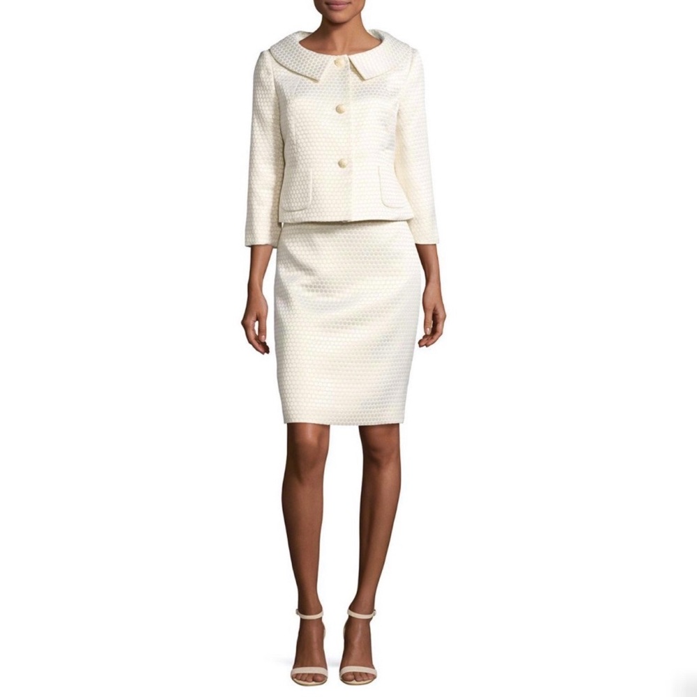 Albert Nipon Jacquard Polka-Dot Jacket w/ Skirt - Picture 4 of 6